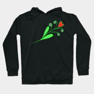 Flower with a heart-shaped bud. Interesting design, modern, interesting drawing. Hobby and interest. Concept and idea. Hoodie